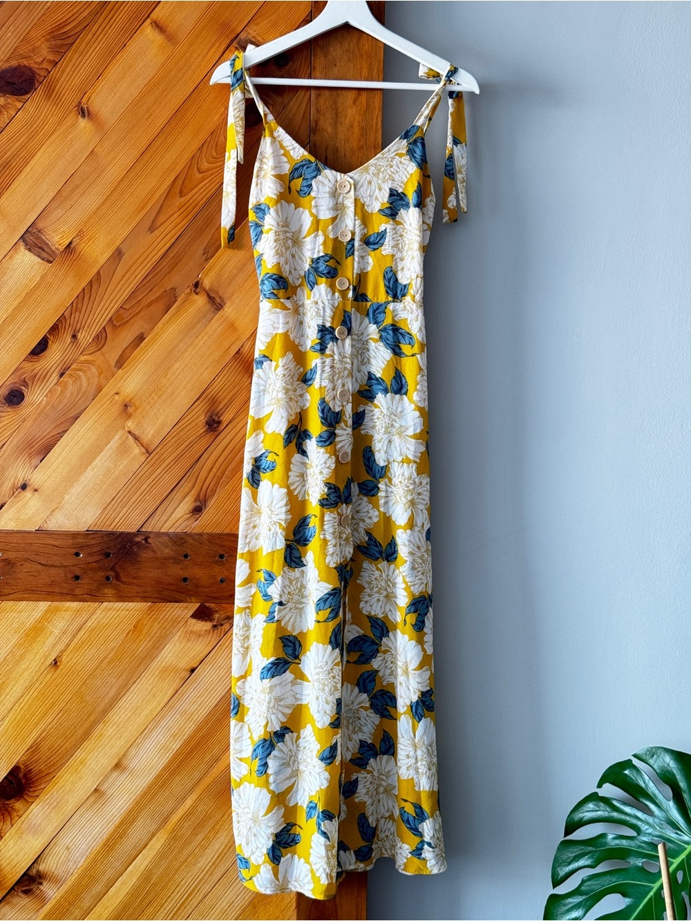 Monteau Los Angeles Yellow Floral Maxi Summer Dress Women’s XS